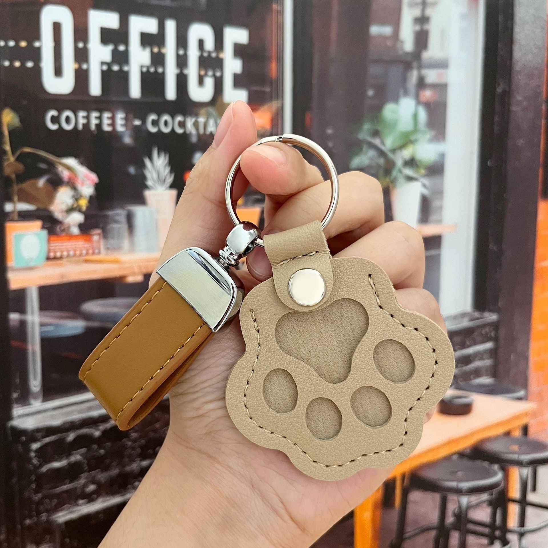 Pet Hair Memorial Keychain with Paw Charm