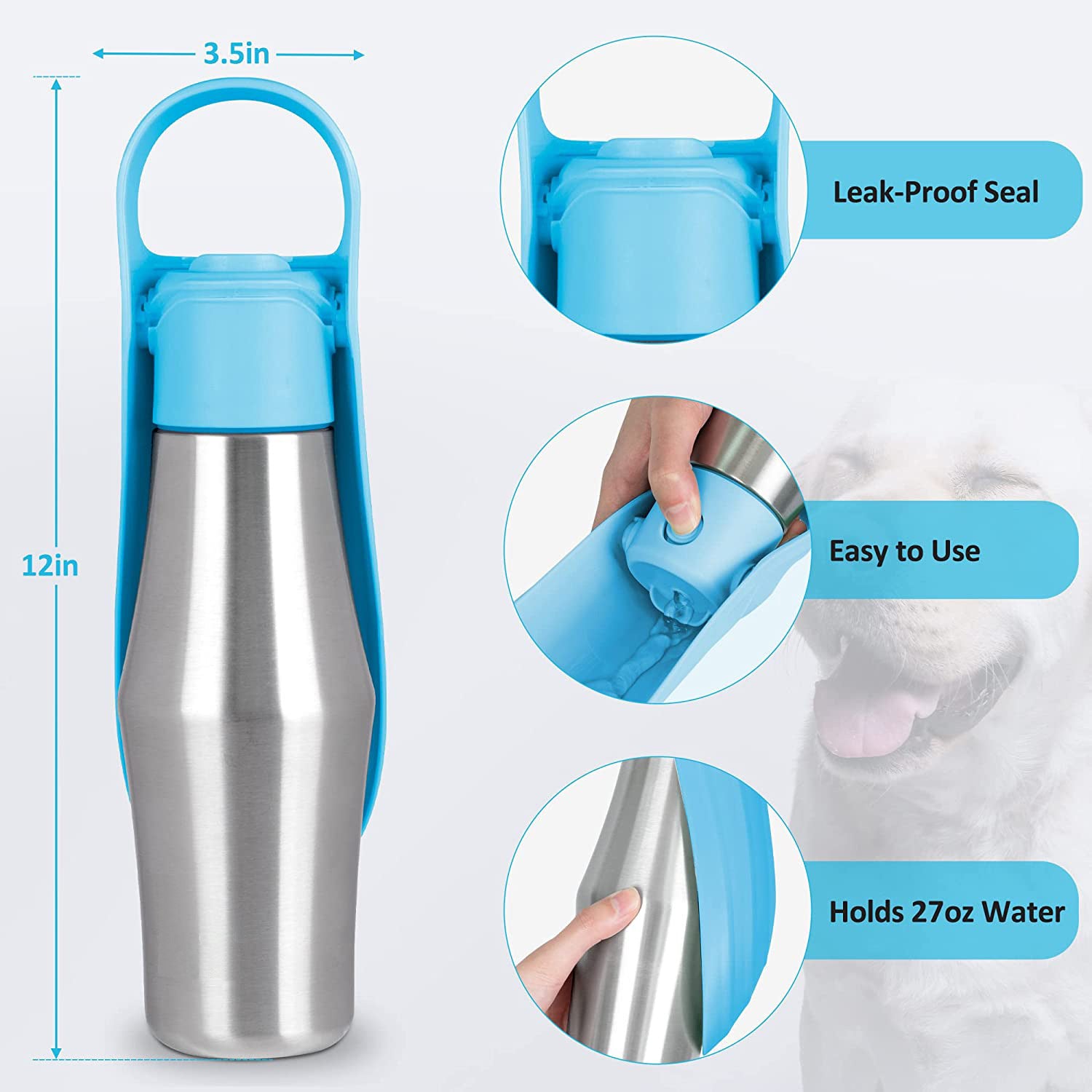 Insulated Stainless Steel Travel Water Bottle for Pets (750ml)