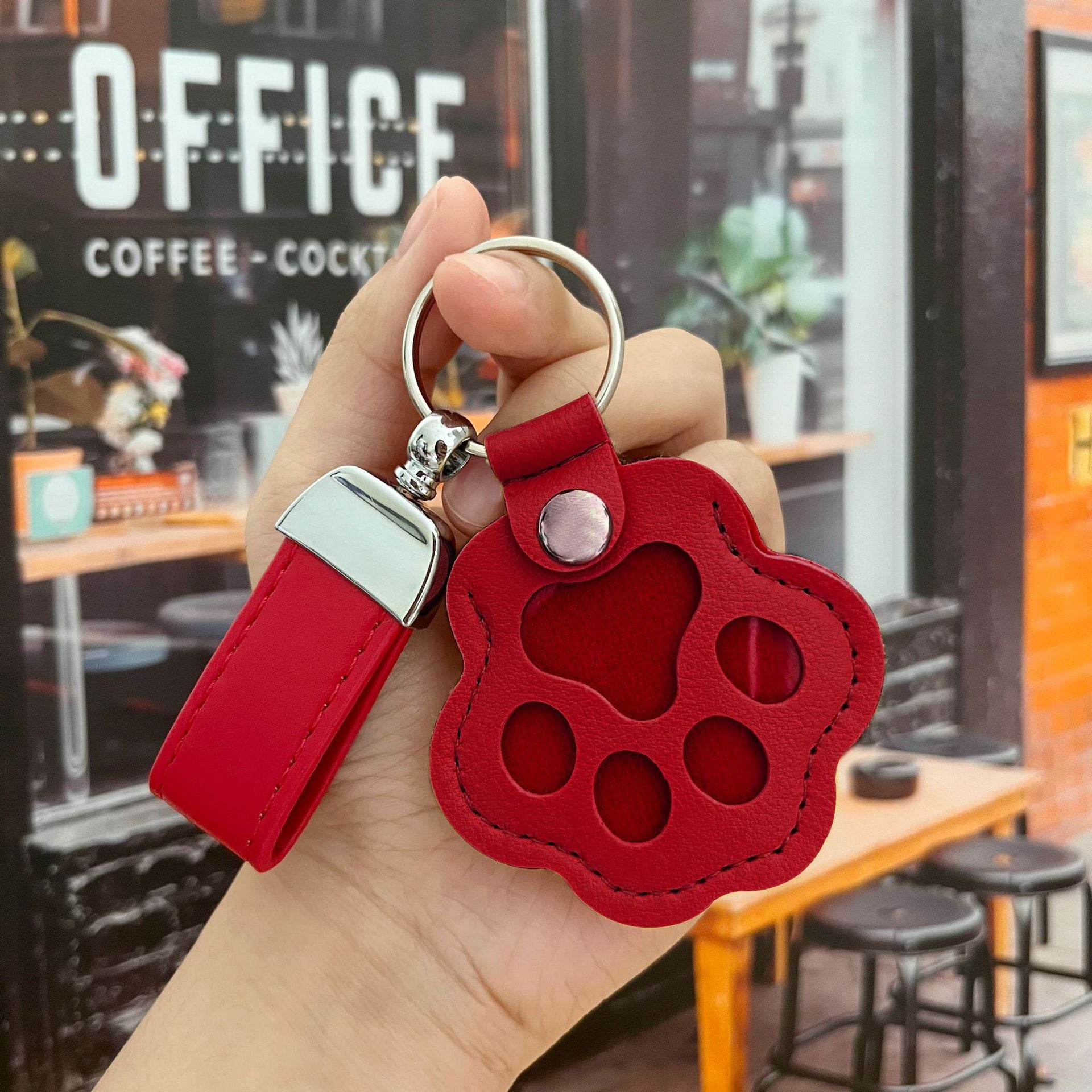 Pet Hair Memorial Keychain with Paw Charm