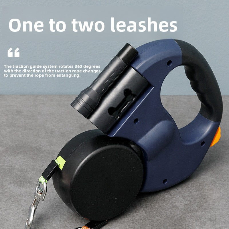 Retractable Double Dog Leash for Walking Two Dogs