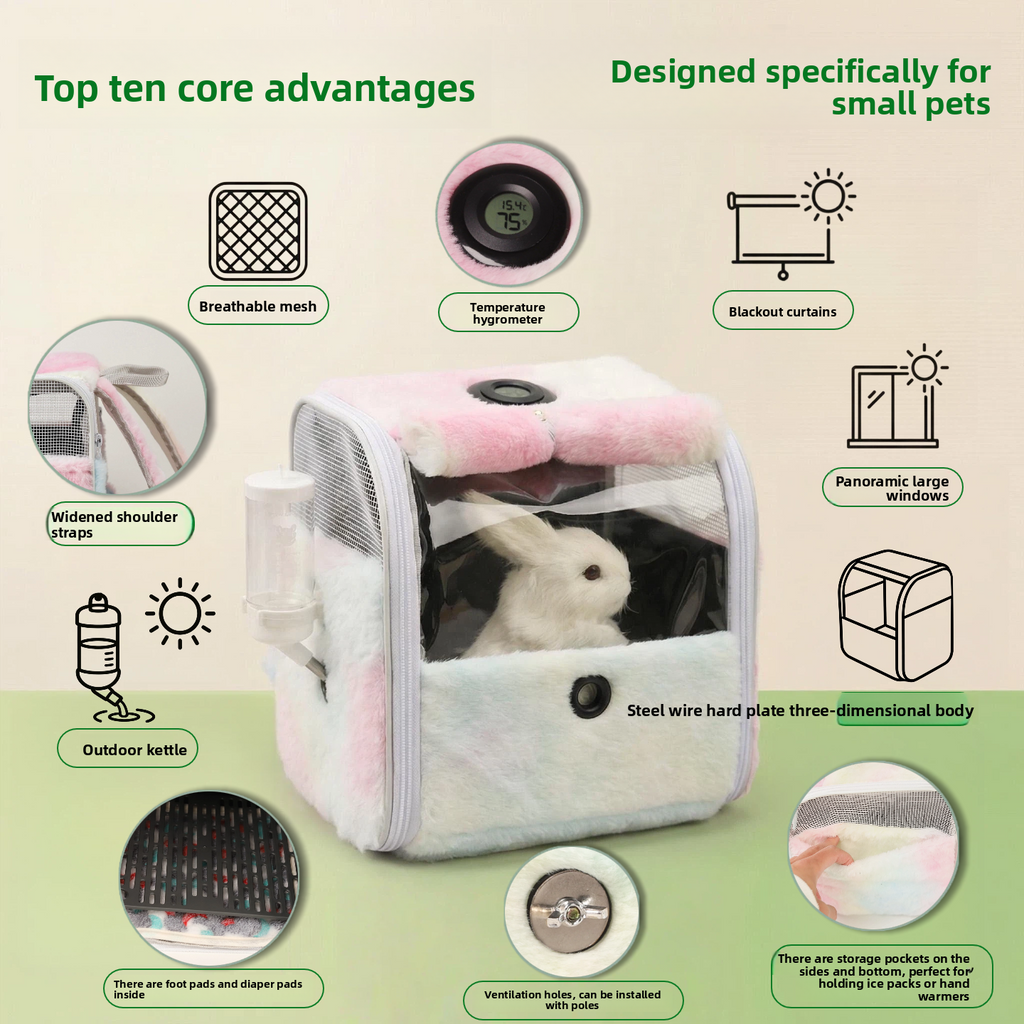 Transparent Pet Backpack with Built-In Thermometer