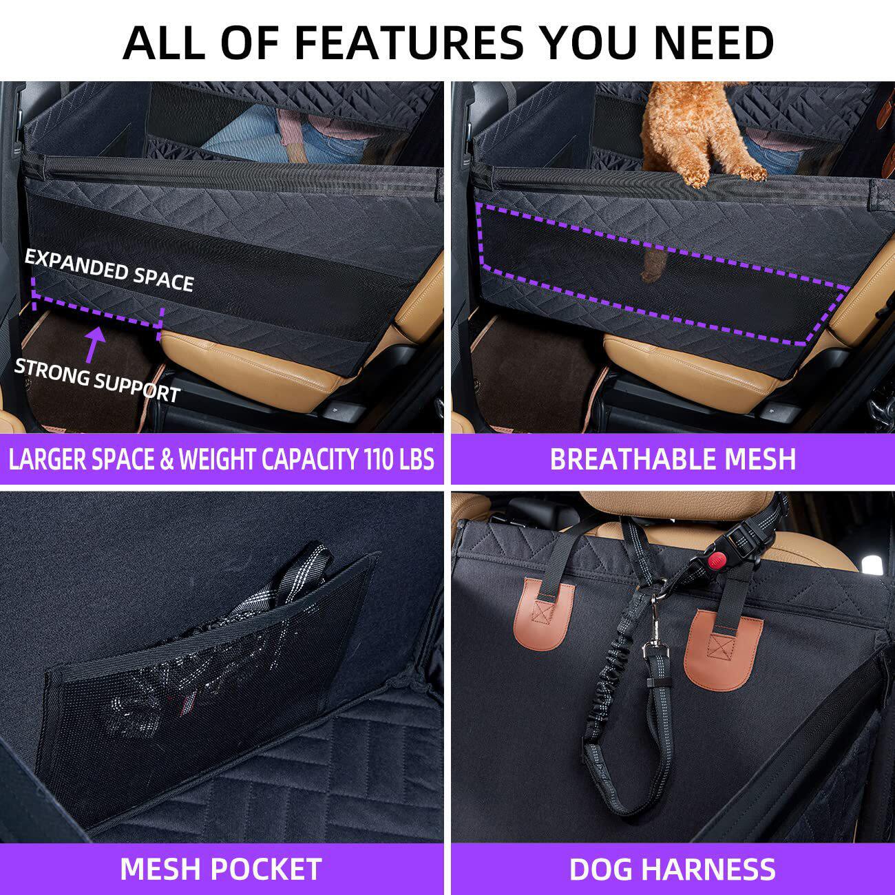 Padded Car Seat Bed for Dogs & Cats