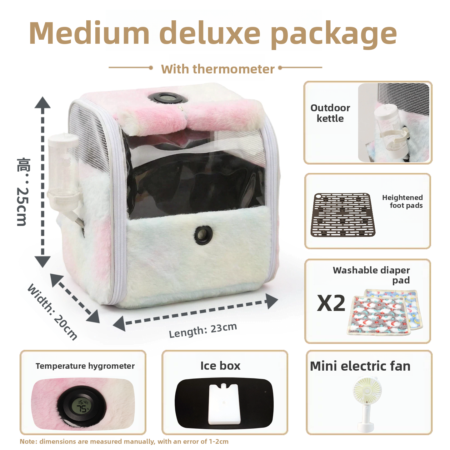 Transparent Pet Backpack with Built-In Thermometer