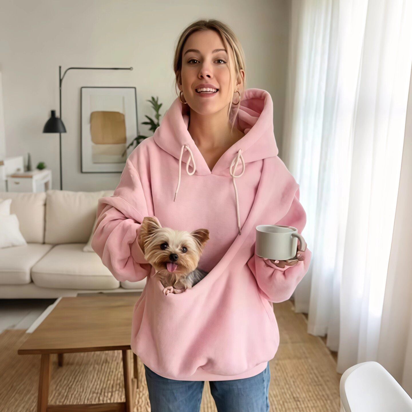 Hooded Pet Carrier Sweatshirt for Cats & Small Dogs